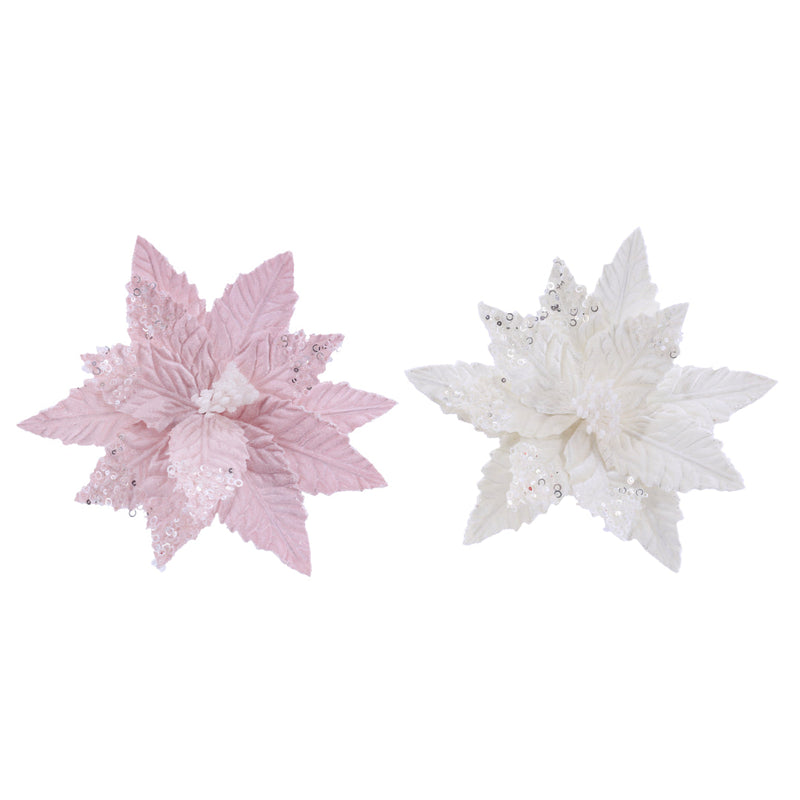 Powderpuff Poinsettia Clip Assorted