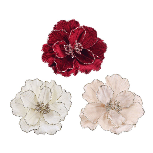 Peony Glitter Edge Clip Assorted