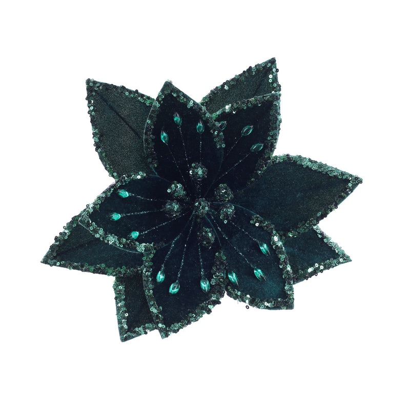 Deluxe Jewel Poinsettia Clip Assorted 4