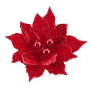Poinsettia Red Baubles Clip Assorted 3