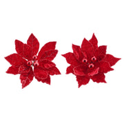 Poinsettia Red Baubles Clip Assorted