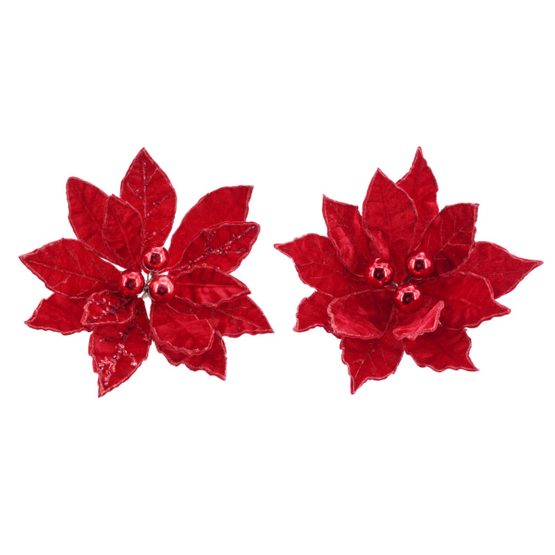 Poinsettia Red Baubles Clip Assorted