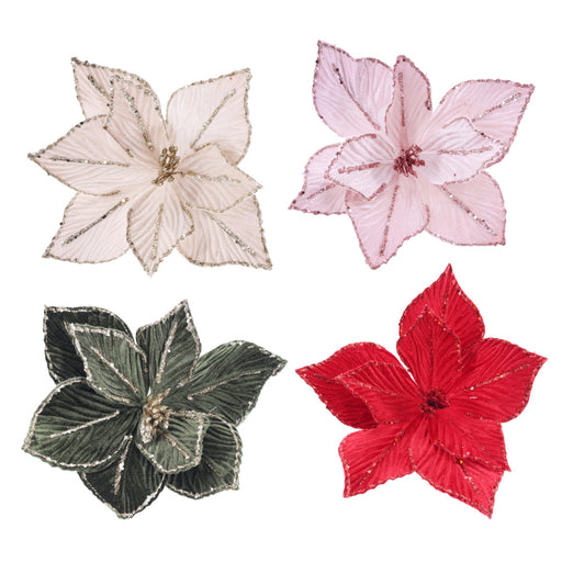 Velvet Poinsettia Stem Assorted 