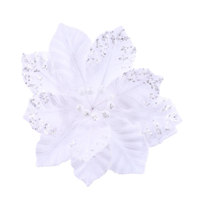 Embossed Sequin Poinsettia Stem Assorted 2