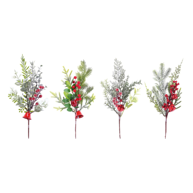 Foliage Berry Pick With Bell 34cm Assorted