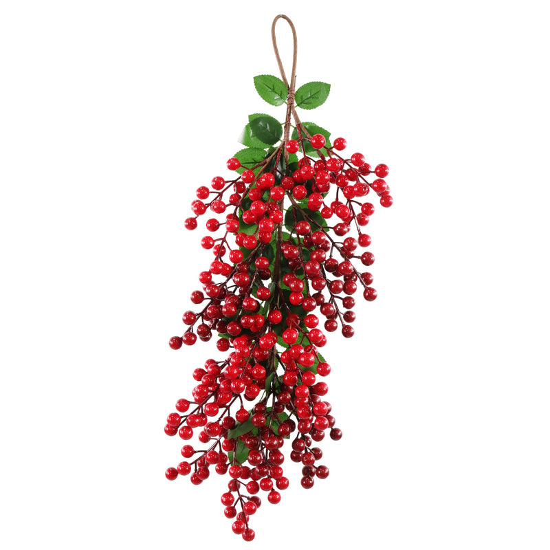 Glossy Red Berry Leaf Hanger 54cm