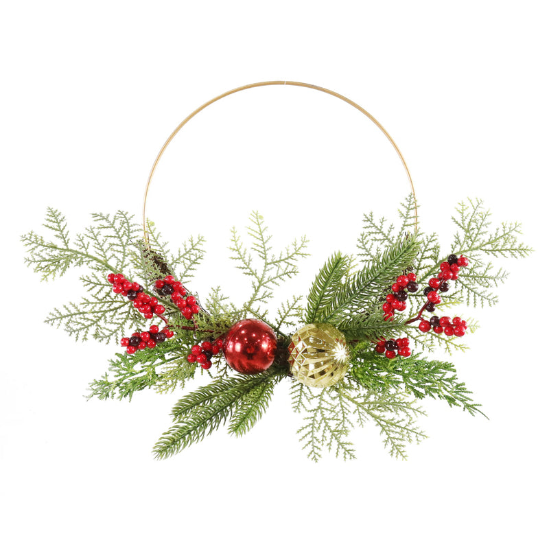 Wire Wreath With Bauble 35cm