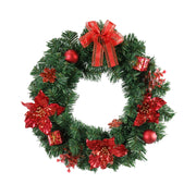 Pine Poinsettia Wreath 40cm Assorted 2
