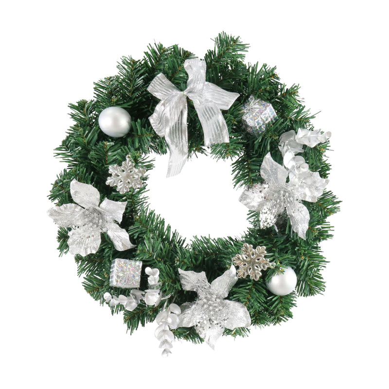 Pine Poinsettia Wreath 40cm Assorted 3