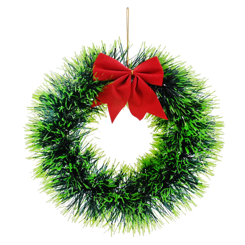 Tinsel Hanging Wreath 23cm Assorted 2