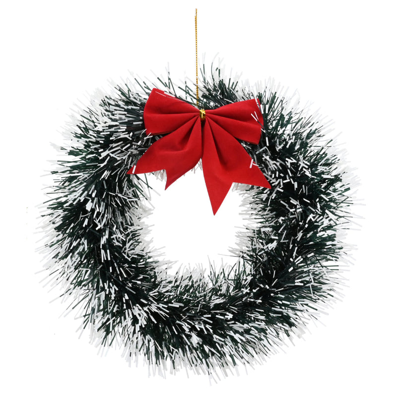 Tinsel Hanging Wreath 23cm Assorted 3