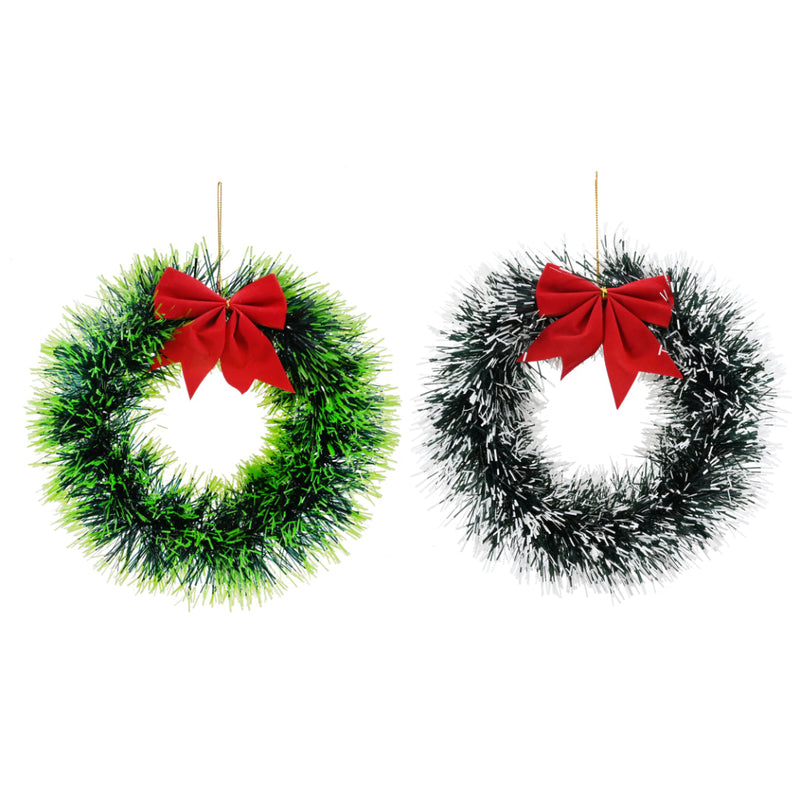 Tinsel Hanging Wreath 23cm Assorted