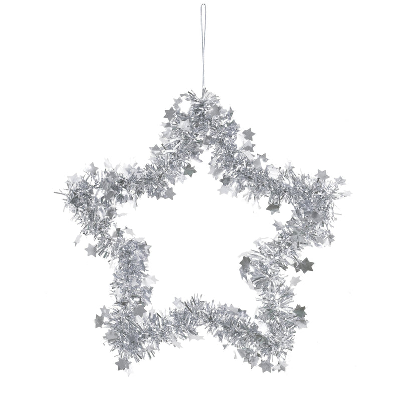Tinsel Hanging Star 20cm Assorted 2
