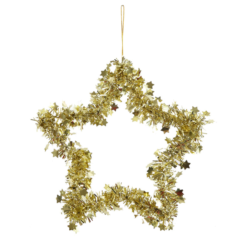 Tinsel Hanging Star 20cm Assorted 3
