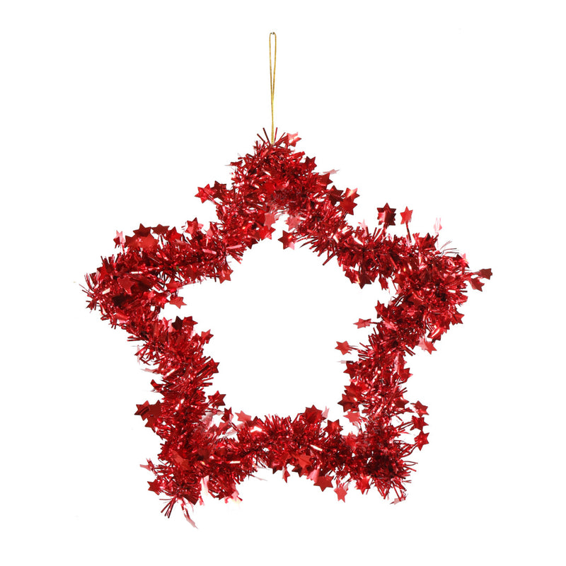 Tinsel Hanging Star 20cm Assorted 4