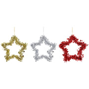 Tinsel Hanging Star 20cm Assorted