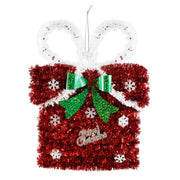 Tinsel Present Plaque Assorted 3