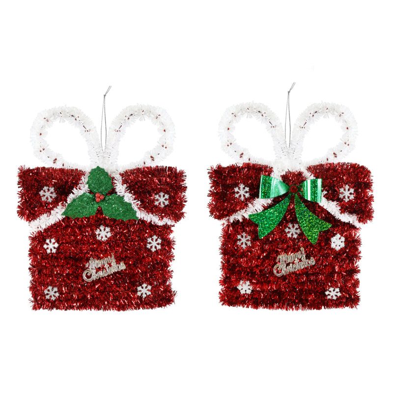 Tinsel Present Plaque Assorted