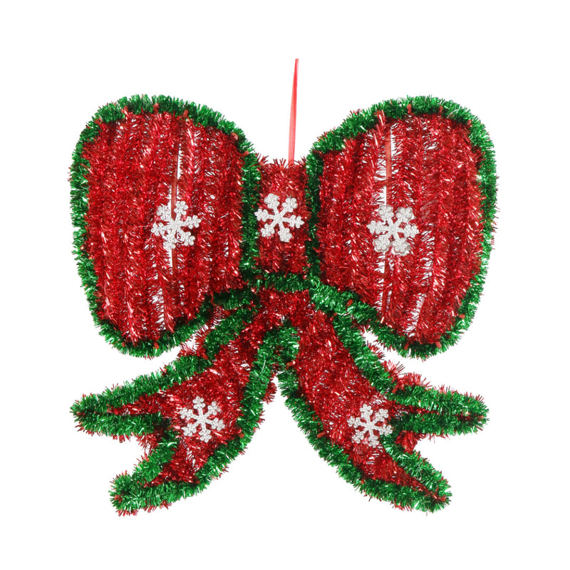 Tinsel Hanging Bow Assorted 3