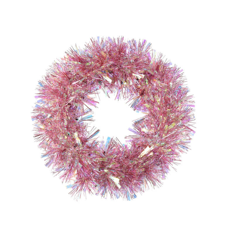 Tinsel Wreath Iridescent 30cm Assorted 2