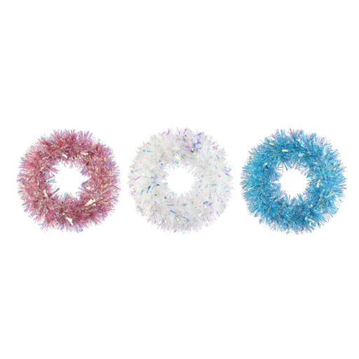 Tinsel Wreath Iridescent 30cm Assorted