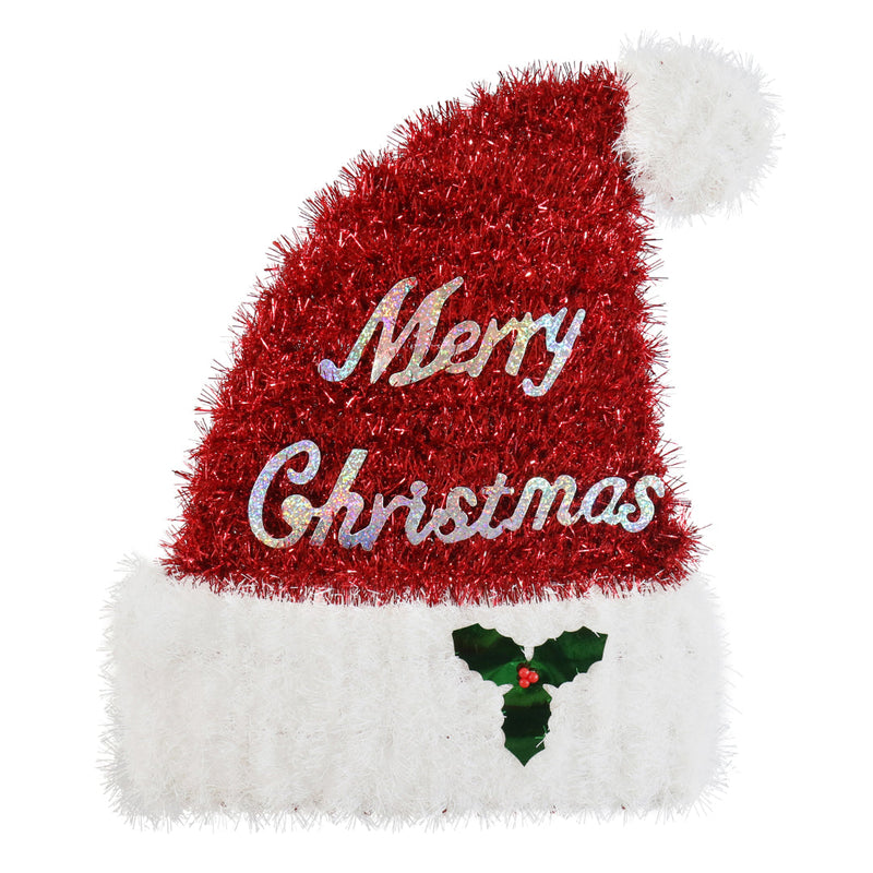 Tinsel Hat Plaque Assorted 3