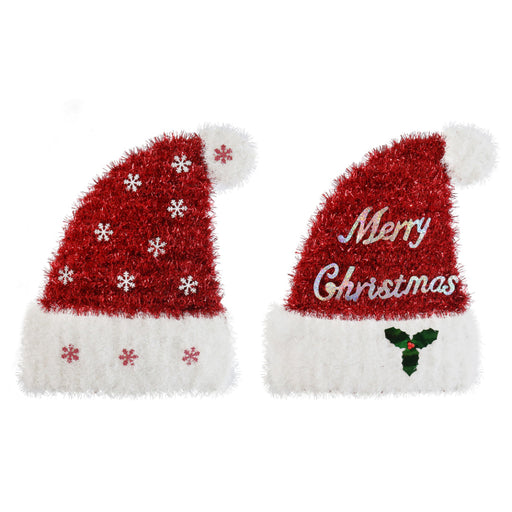 Tinsel Hat Plaque Assorted