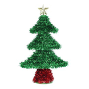 Tinsel Tiered Table Tree 20cm Assorted 3