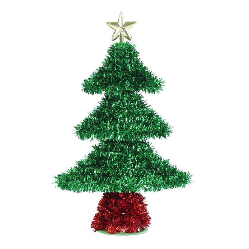 Tinsel Tiered Table Tree 20cm Assorted 3