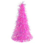 Tinsel Cone Tree Iridescent 26cm Assorted 3
