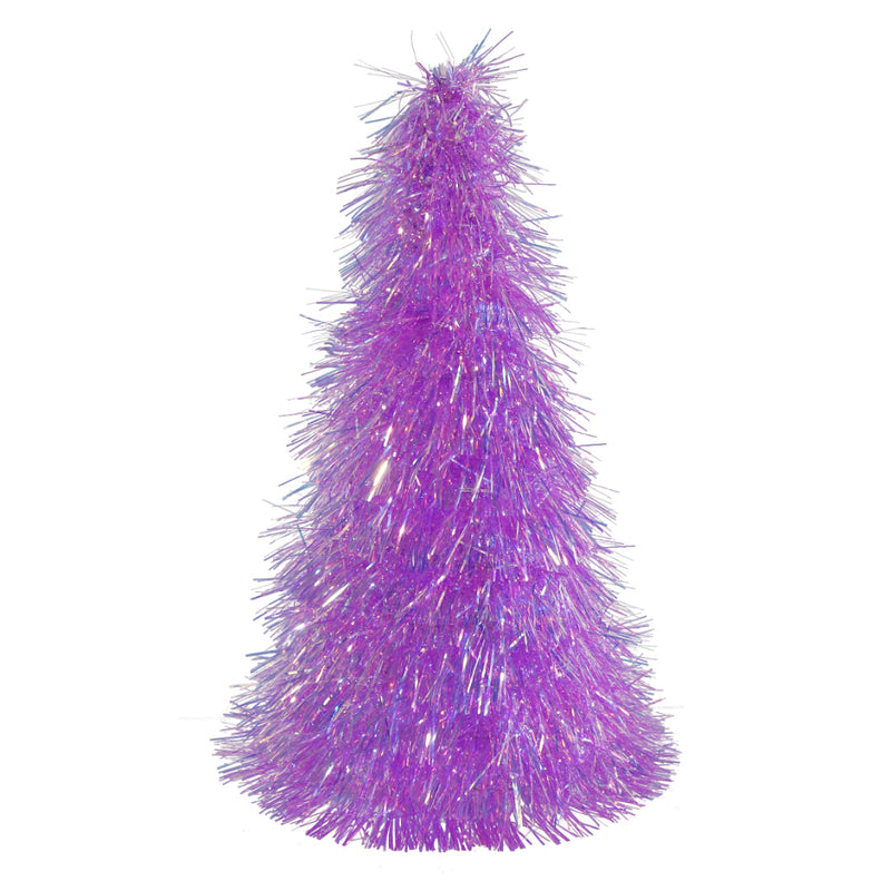 Tinsel Cone Tree Iridescent 26cm Assorted 4