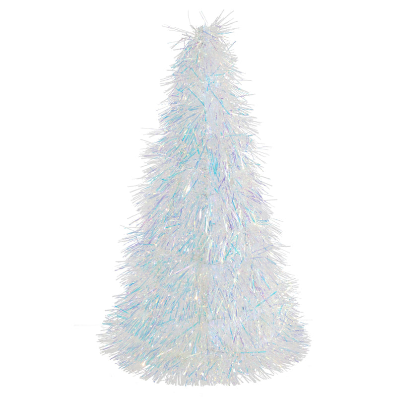 Tinsel Cone Tree Iridescent 26cm Assorted 5