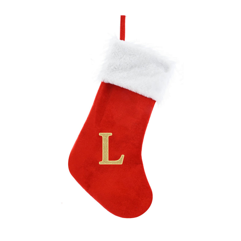 Alphabet Velvet Stocking Gold Letter 50cm Assorted 12
