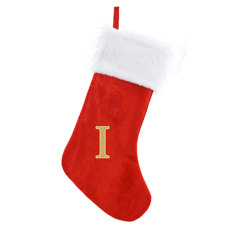 Alphabet Velvet Stocking Gold Letter 50cm Assorted 9