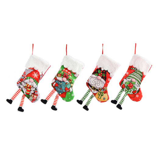 Stocking Candy Legs Gnome 51cm Assorted