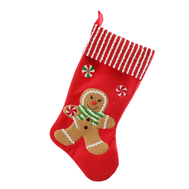 Gingerbread Stocking Candy Trim 40cm Assorted 2