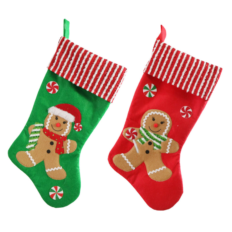 Gingerbread Stocking Candy Trim 40cm Assorted