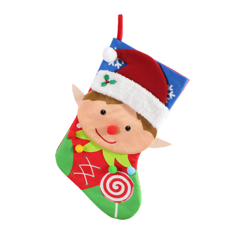 3D Stocking Character Face Velveteen 46cm Assorted 4