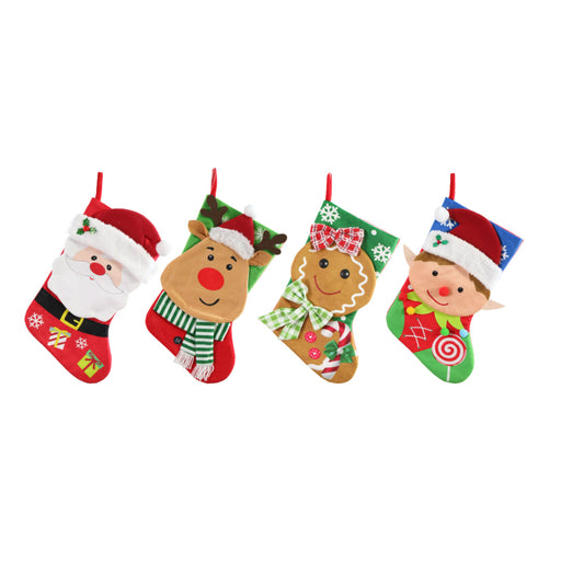 3D Stocking Character Face Velveteen 46cm Assorted