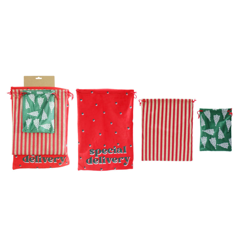 Christmas Gift Sacks 3pk Mixed Sizes Assorted 2