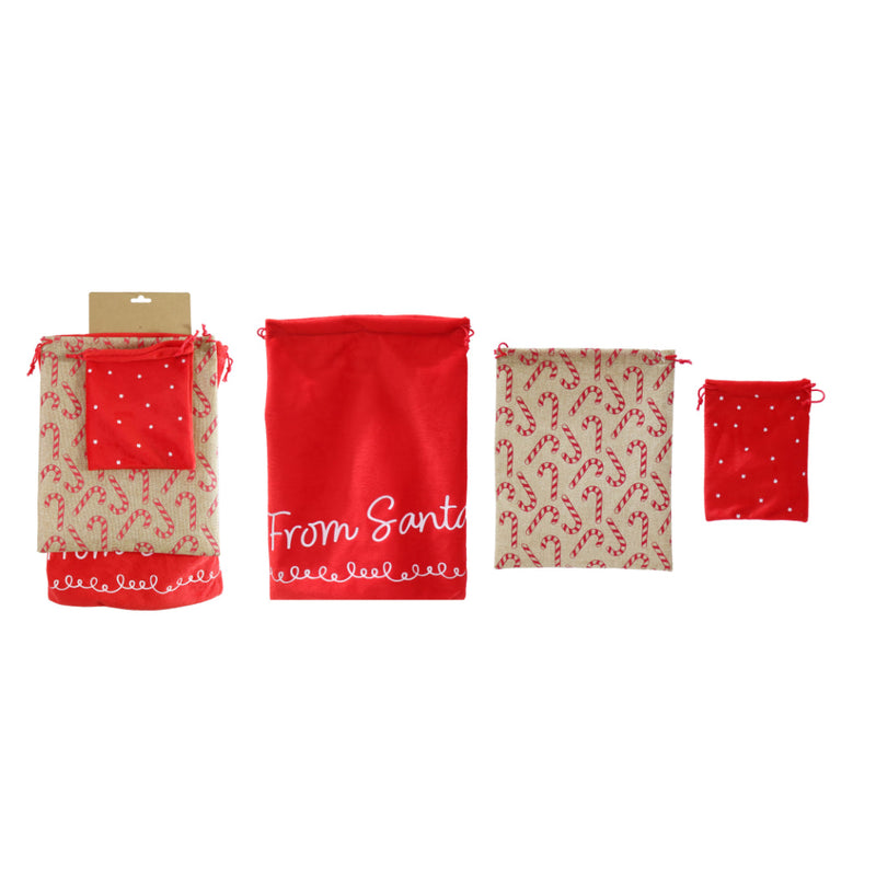 Christmas Gift Sacks 3pk Mixed Sizes Assorted 4