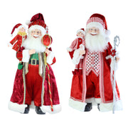 Santa Figure Long Coat w/Elf 65cm Assorted 