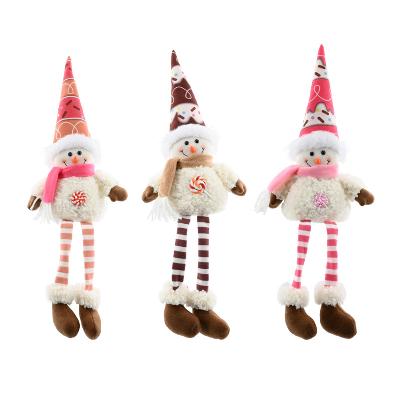 Ice-Cream Snowman Dangly Leg 50cm Assorted