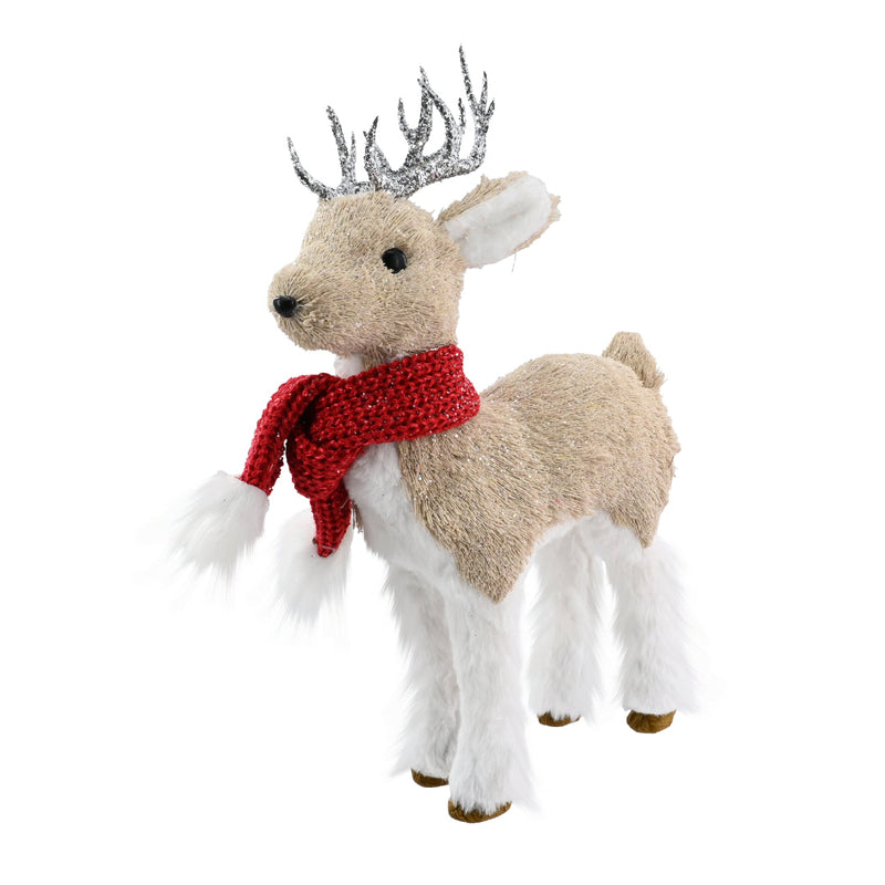 Poly-Fur Reindeer Silver Antler with Scarf Assorted 2