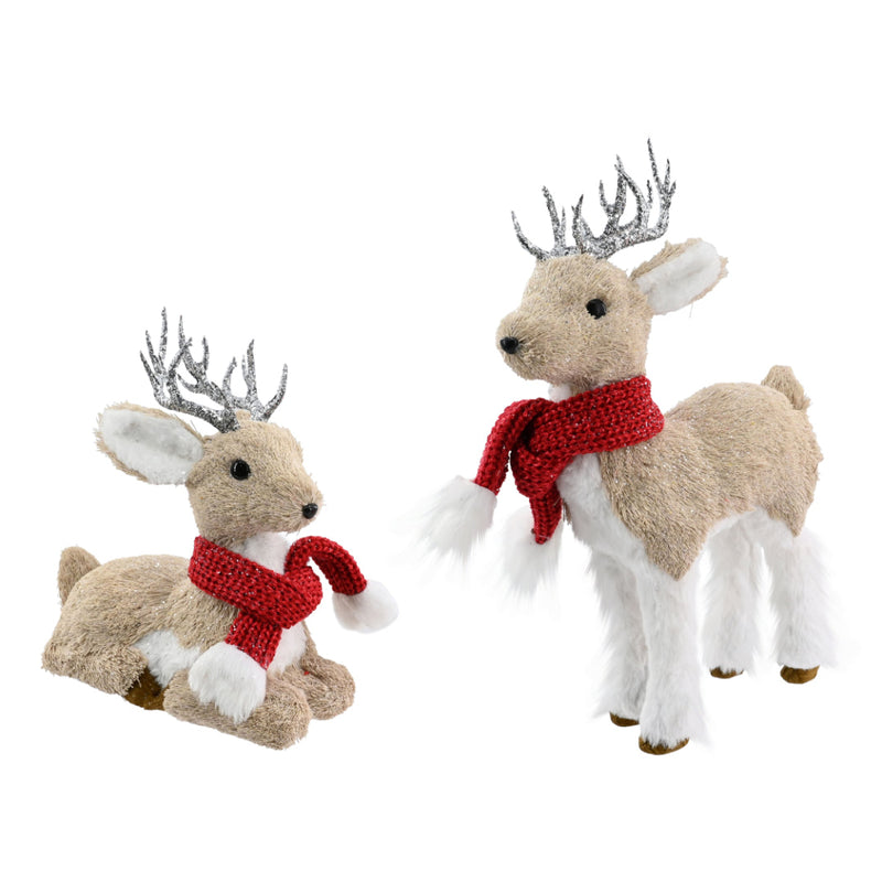Poly-Fur Reindeer Silver Antler w/Scarf Assorted