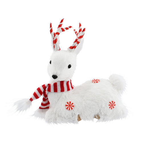 White Candy Sisal Sitting Deer 27cm