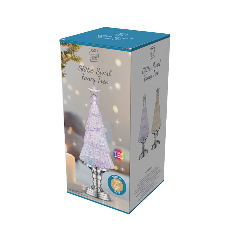 Glitter Swirl Chrome Tree Timer 26cm Assorted 8