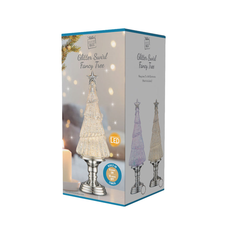 Glitter Swirl Chrome Tree Timer 26cm Assorted 9