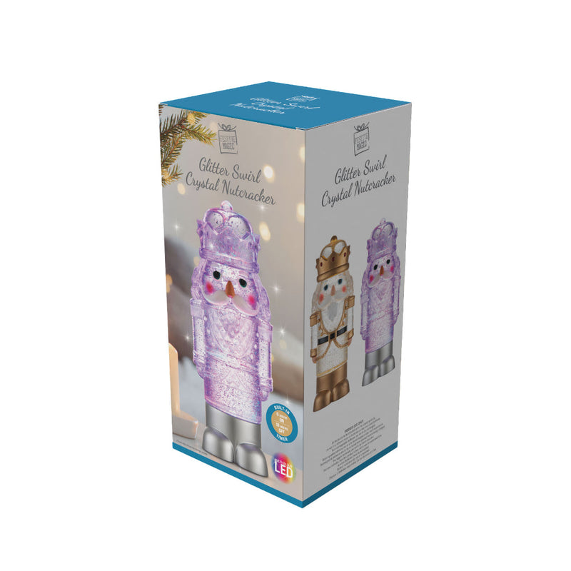 Glitter Swirl Crystal Nutcracker Timer 31cm Assorted 8