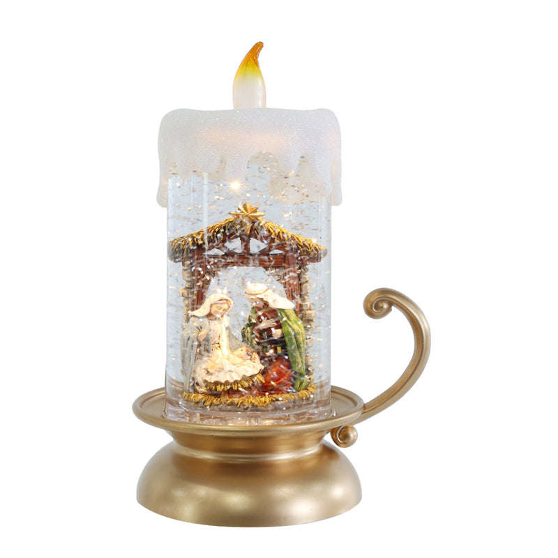 Glitter Swirl Candle Holder Nativity Timer Assorted 2